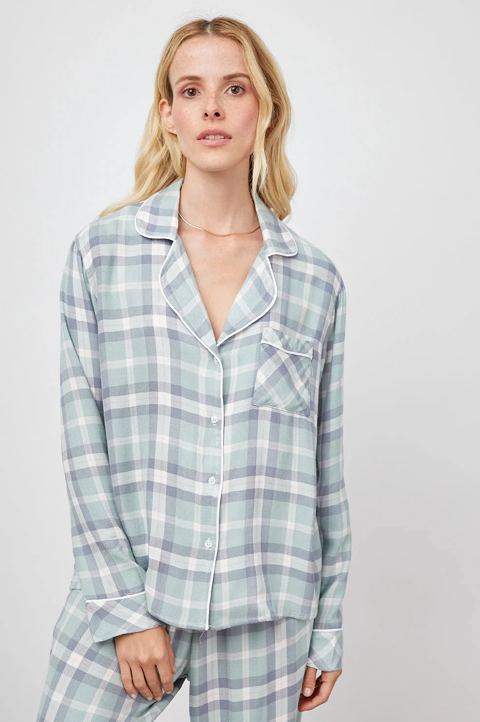 CLARA PAJAMA SET - SEA BREEZE NAVY PEACH - Image 3