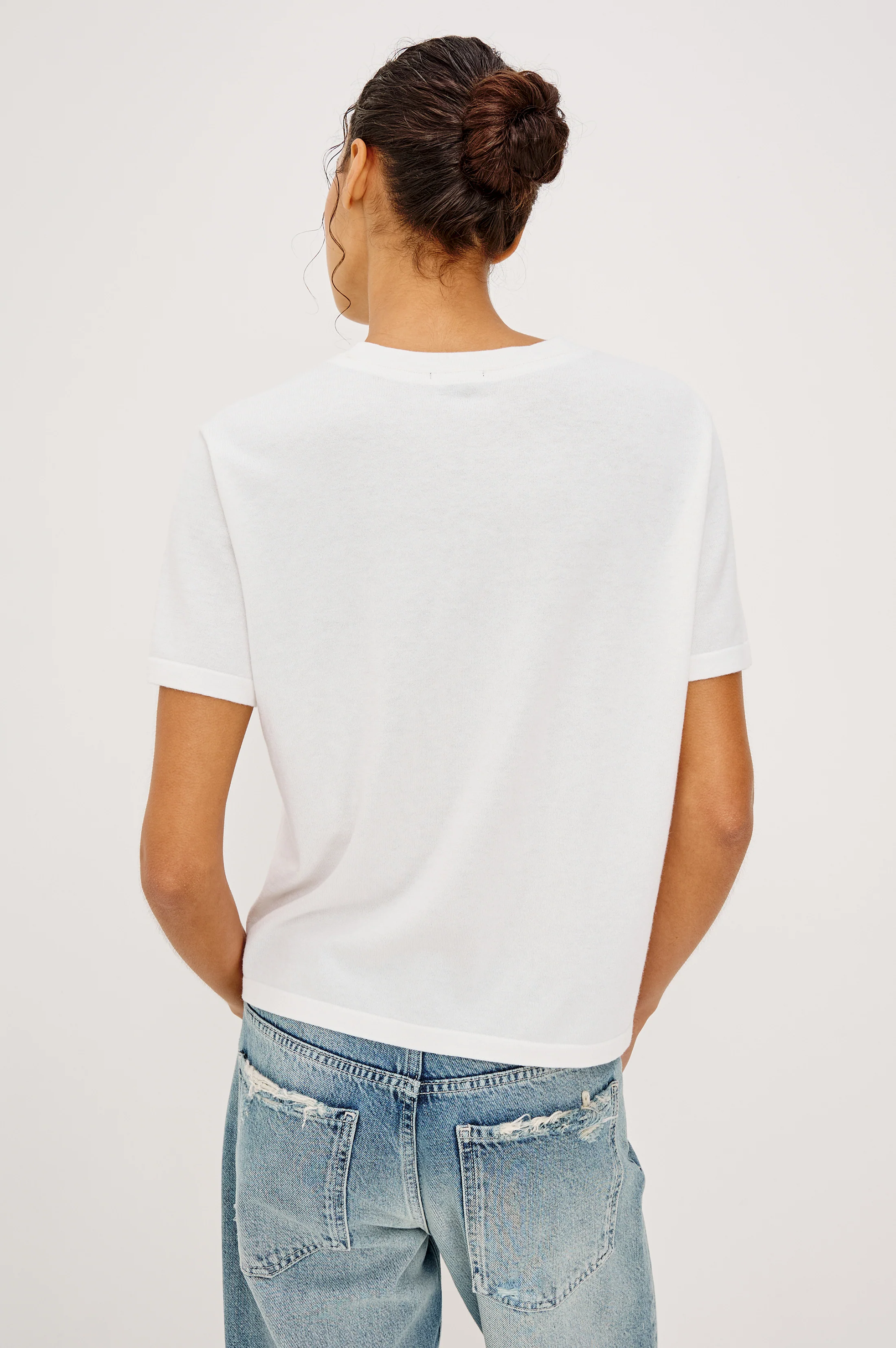 COTTON CASHMERE T-SHIRT - WHITE - Image 5