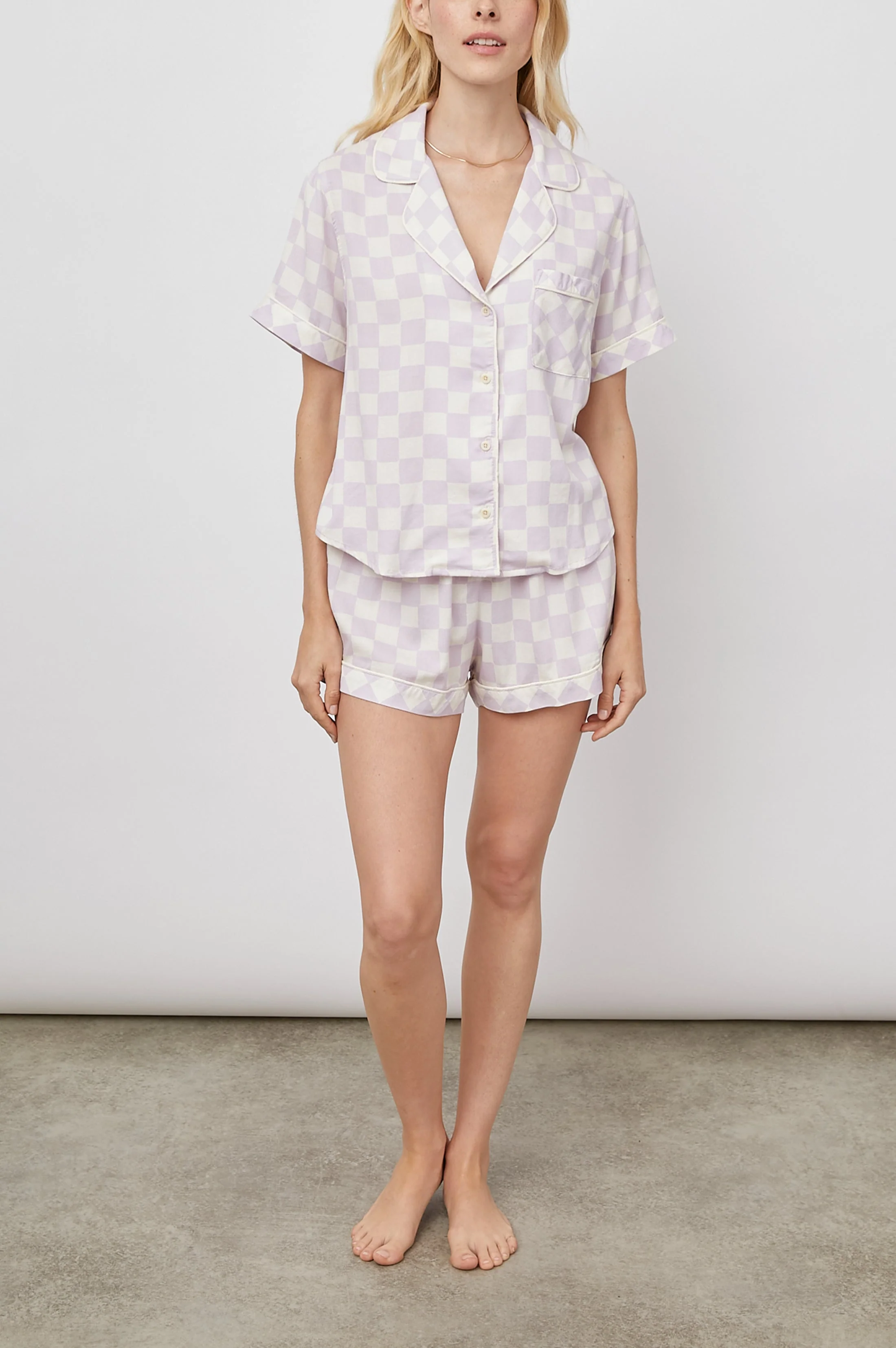 DARCIE PAJAMA SET - LAVENDER CHECKBOARD - Image 3