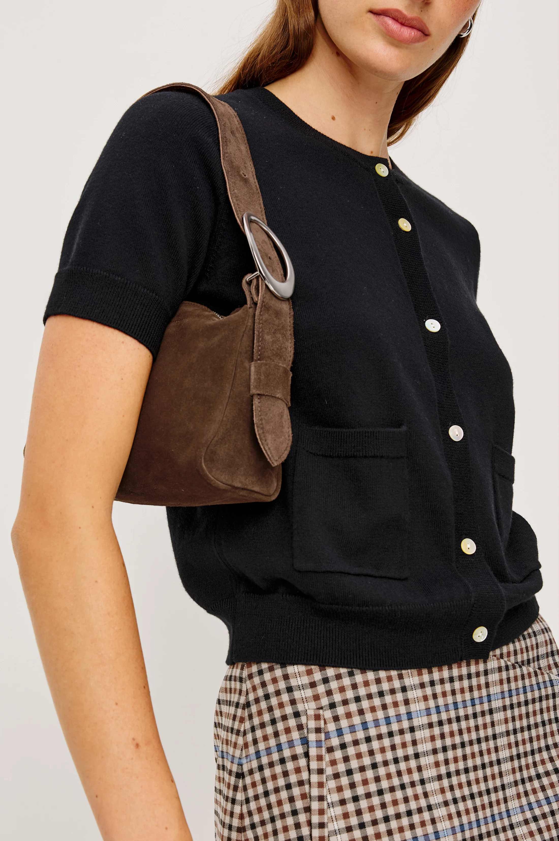 LUCCA SHOULDER BAG - ESPRESSO SUEDE - Image 5