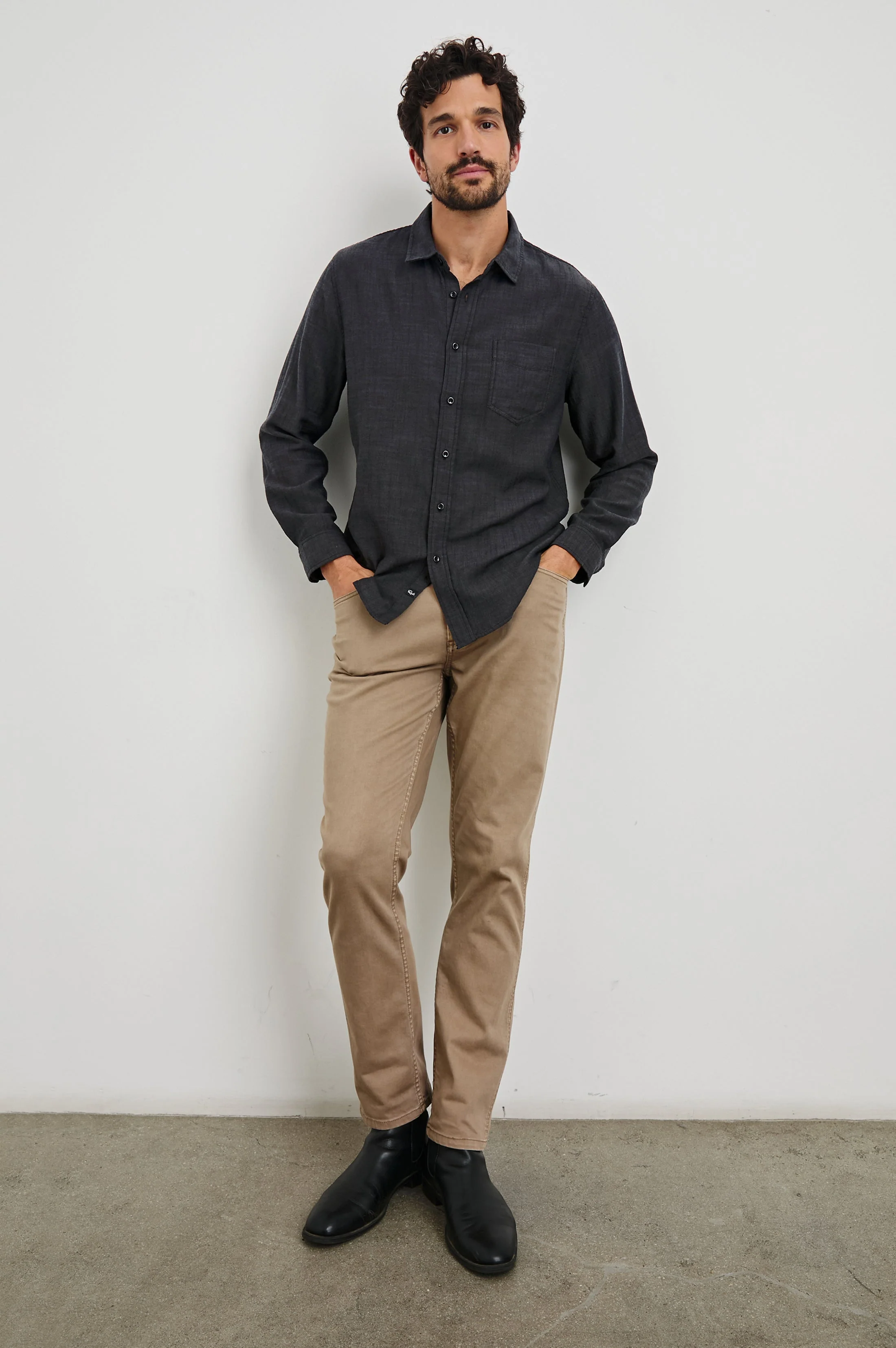 WYATT SHIRT - BLACK CHAMBRAY - Image 4